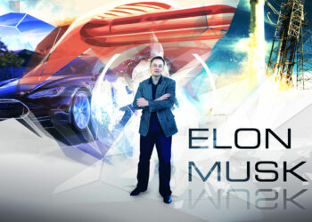 Konzeptzeichnung des ersten europäischen Recycler-Raumschiffs im Orbit, mit Erde im Hintergrund