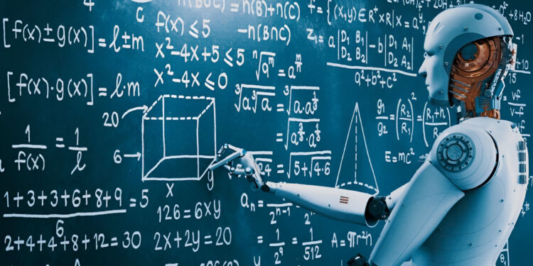 Futuristische Darstellung von KI-Anwendungen im Jahr 2025, zeigt fortschrittliche Roboter und holografische Displays