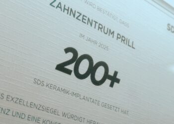 Zertifikat Zahnzentrum Prill 200+ SDS Keramik-Implantate 2025 – Symbol für Implantologie in Hannover